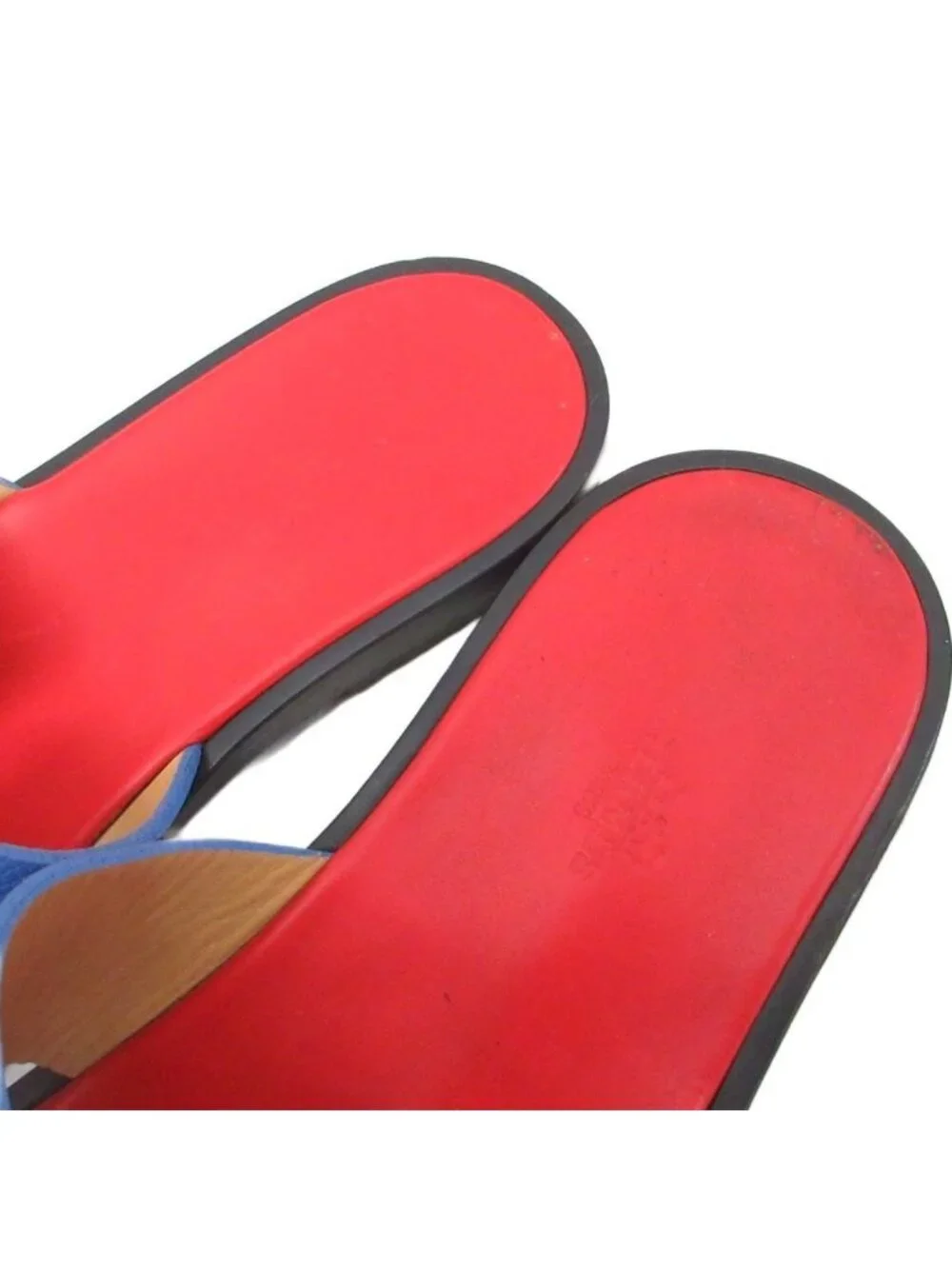 Hermes Izmir Logo Sandals Bicolor Leather 42 Blue